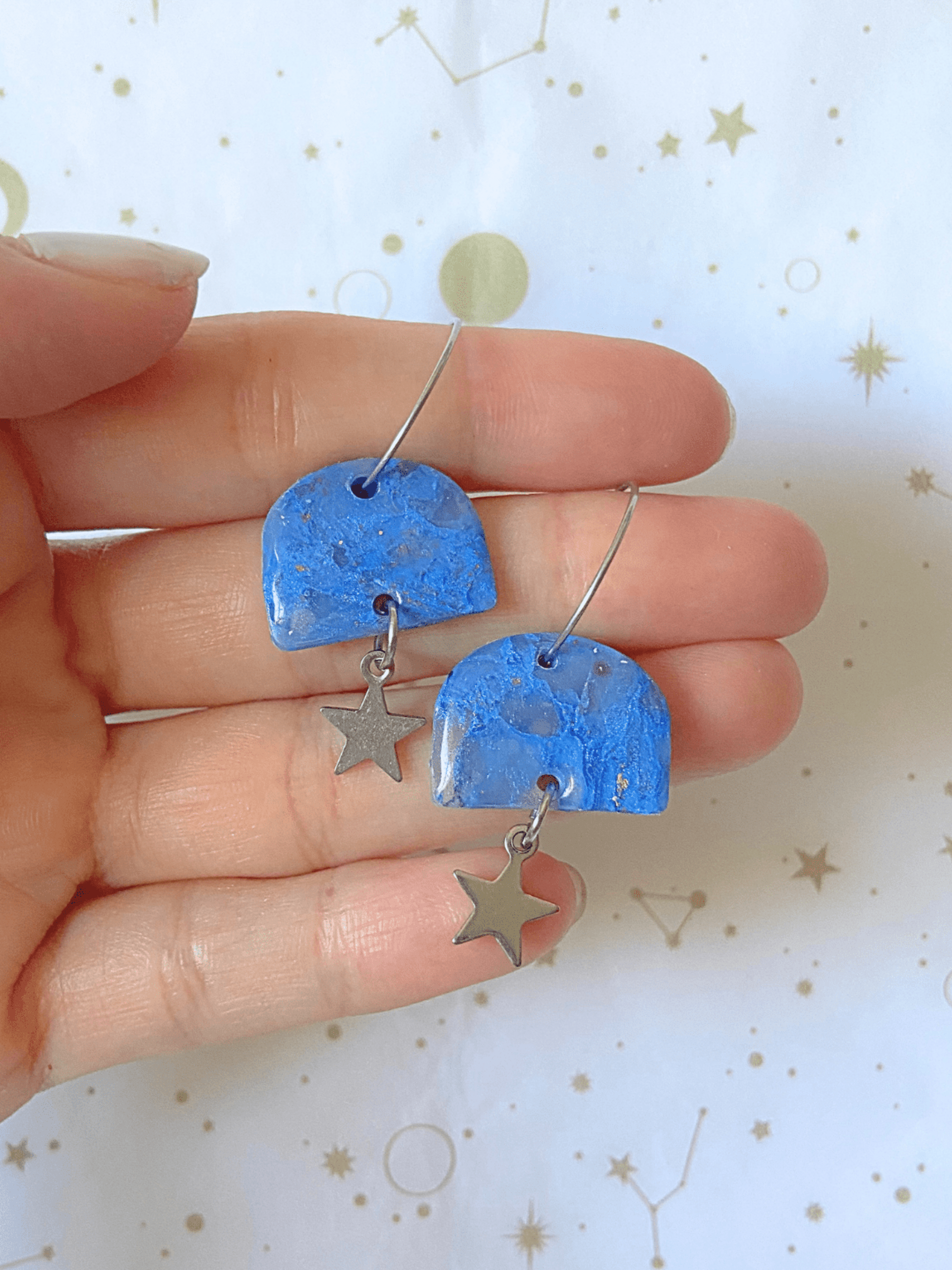Pendientes "Nebulosa  Sideral" | Azul Profundo en Arcilla polimérica y Resina - 2