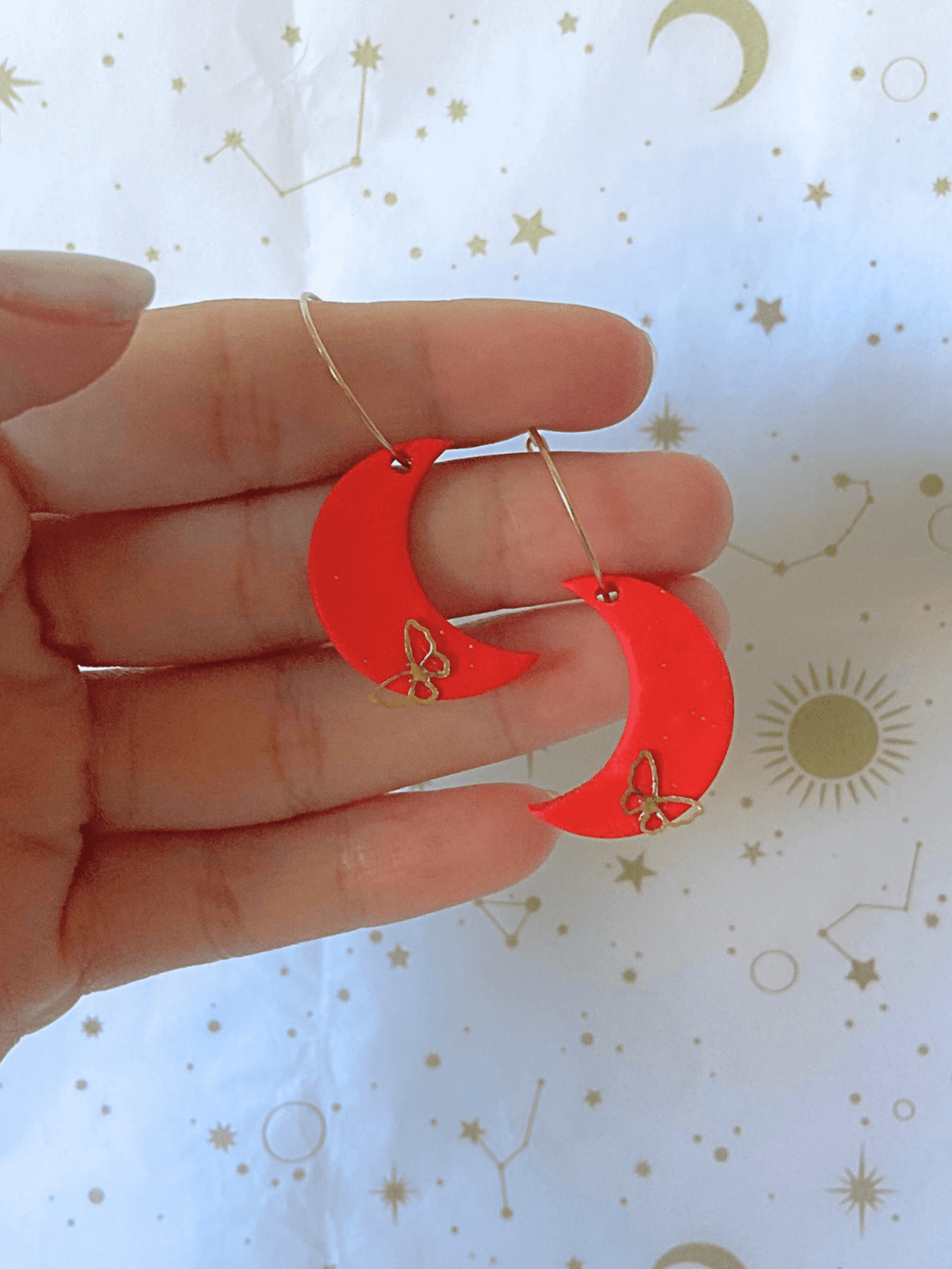 Pendientes Luna Roja y Mariposa - 1