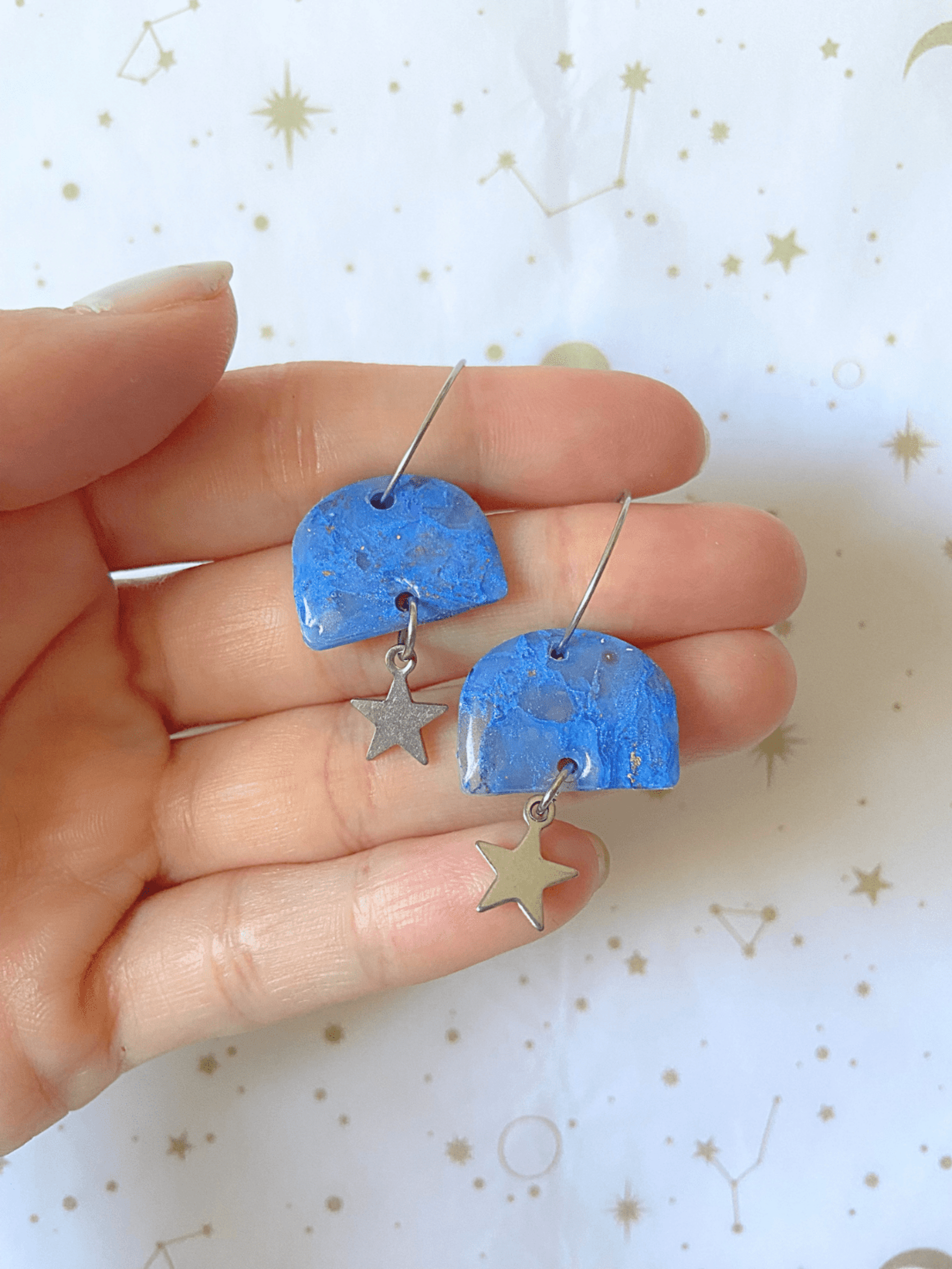 Pendientes "Nebulosa  Sideral" | Azul Profundo en Arcilla polimérica y Resina - 3